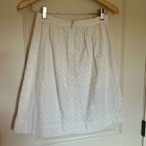 J. Crew Cream A-Line Pleated Skirt Knee-Length Size 0